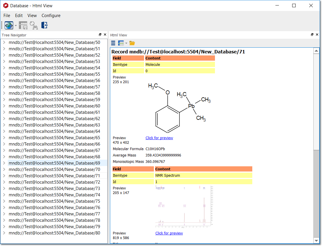 HTML View DB